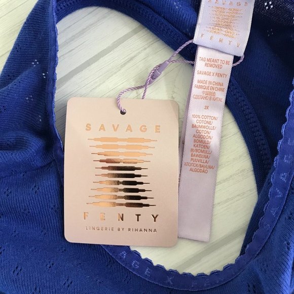 SAVAGE X FENTY Blue Long Sleeve Scoop Back Cropped Sleepwear Top NWT Size 2X - Picture 9 of 11